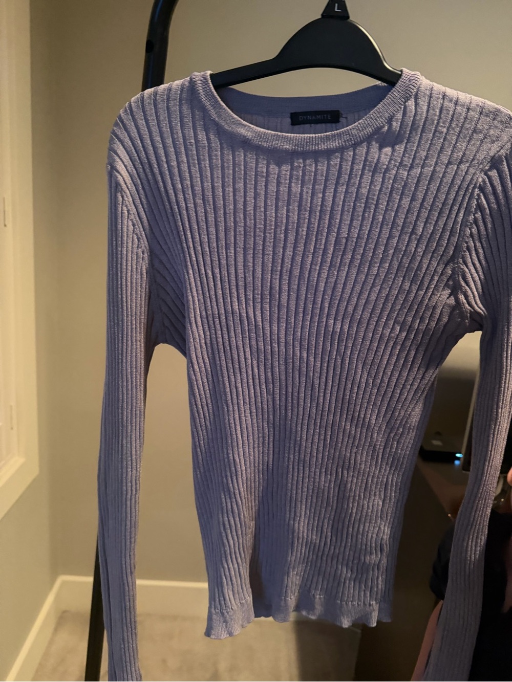 Dynamite Grey Ribbed Crewneck Sweater - Picture 2 of 2